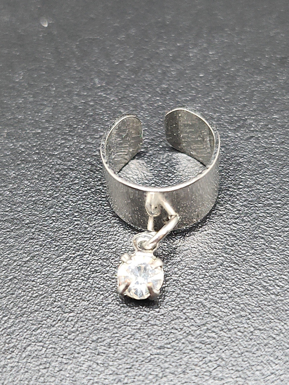 Silver Crystal Dangle Toe Ring - Adjustable Women's Jewelry